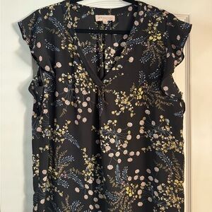 Philosophy Floral Black Top